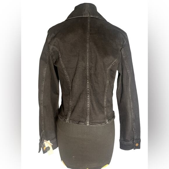 Anthropologie Pilcro Faded Black Cropped Moto Denim Blazer Jacket Size M NWT - Picture 3 of 6